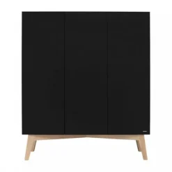 Kidsmill Sixties Kledingkast 3-deurs Zwart Mat / Naturel Sale