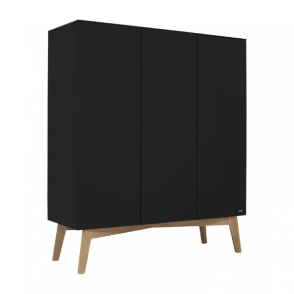 Kidsmill Sixties Kledingkast 3-deurs Zwart Mat / Naturel Sale