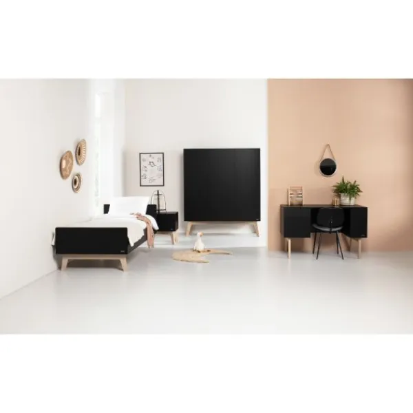 Kidsmill Sixties Kledingkast 3-deurs Zwart Mat / Naturel Sale