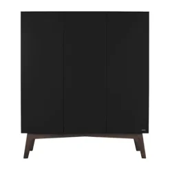 Kidsmill Sixties Kledingkast 3-deurs Zwart Mat / Walnoot