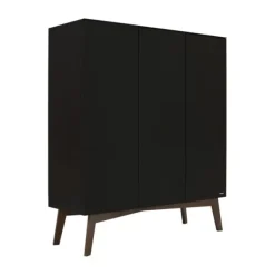 Kidsmill Sixties Kledingkast 3-deurs Zwart Mat / Walnoot