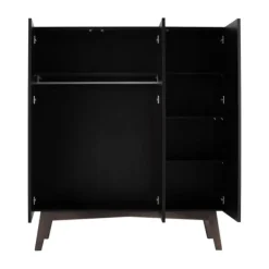 Kidsmill Sixties Kledingkast 3-deurs Zwart Mat / Walnoot