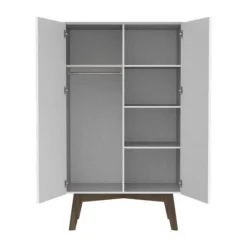 Kidsmill Sixties Kledingkast 2-Deurs Wit Mat / Walnoot Outlet