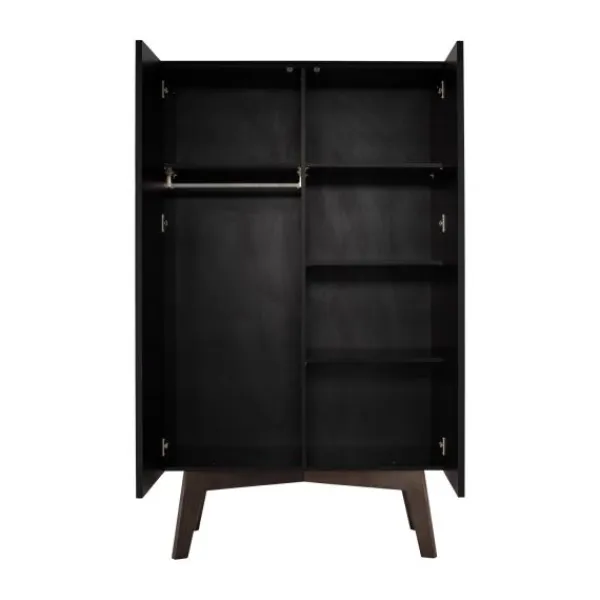 Kidsmill Sixties Kledingkast 2-Deurs Zwart Mat / Walnoot Best