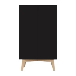 Kidsmill Sixties Kledingkast 2-Deurs Zwart Mat / Naturel Sale