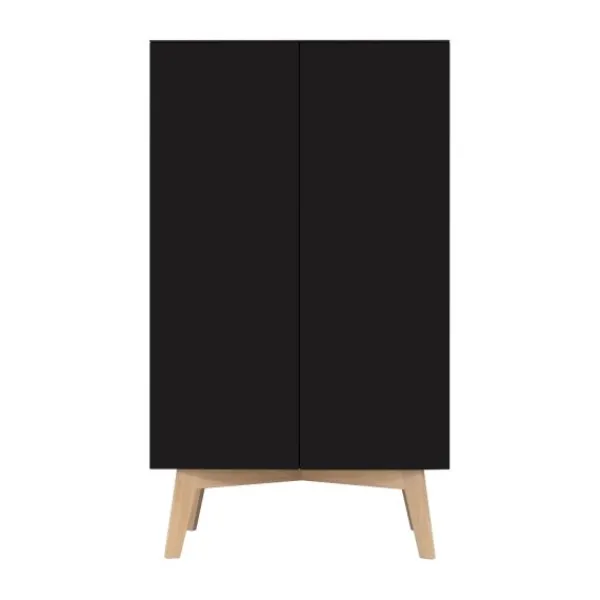 Kidsmill Sixties Kledingkast 2-Deurs Zwart Mat / Naturel Sale