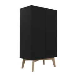 Kidsmill Sixties Kledingkast 2-Deurs Zwart Mat / Naturel Sale