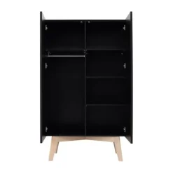Kidsmill Sixties Kledingkast 2-Deurs Zwart Mat / Naturel Sale
