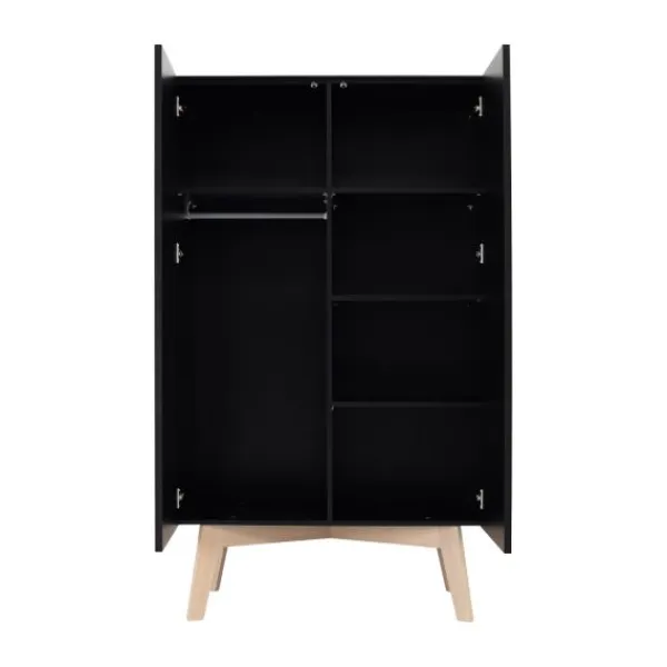 Kidsmill Sixties Kledingkast 2-Deurs Zwart Mat / Naturel Sale