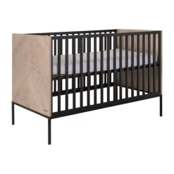 Kidsmill Vince Babybed Black / Oak 60 x 120 cm Best