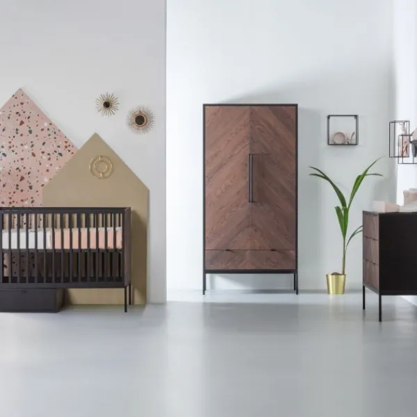 Kidsmill Vince Babybed Black / Oak 70 x 140 cm Clearance