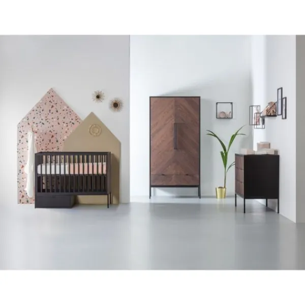 Kidsmill Vince Babybed Black / Oak 70 x 140 cm Clearance