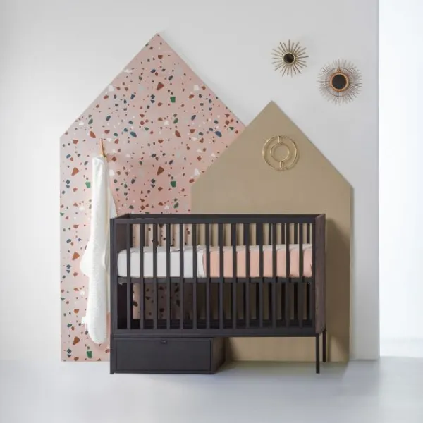 Kidsmill Vince Babybed Black / Oak 70 x 140 cm Clearance