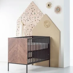 Kidsmill Vince Babybed Black / Oak 70 x 140 cm Clearance