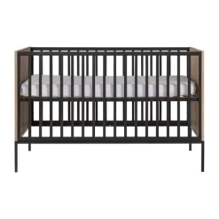 Kidsmill Vince Babykamer Black / Oak | Bed 60 x 120 cm + Commode Breed Hot
