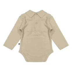 Klein Baby Oxford Tan Romper Met Kraag - Lange Mouw - Mt. 50 - Beige