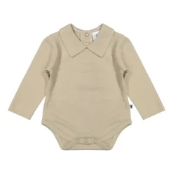 Klein Baby Oxford Tan Romper Met Kraag - Lange Mouw - Mt. 50 - Beige