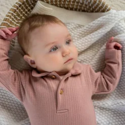 Klein Baby Polo Romper Rib - maat 50 - Fawn Best