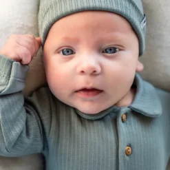 Klein Baby Polo Romper Rib - maat 50 - Stone Green