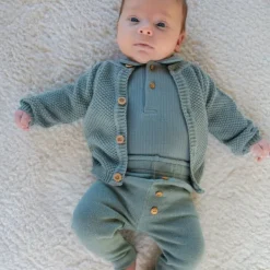 Klein Baby Polo Romper Rib - maat 50 - Stone Green