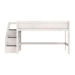 Life Time Halfhoogslaper Premium - White Wash - 120 cm - Met Trapkast Discount