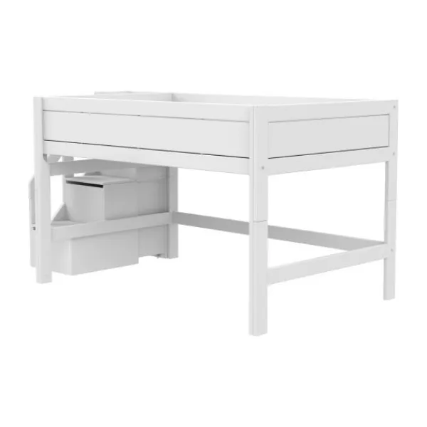 Life Time Halfhoogslaper Premium - White Wash - 120 cm - Met Trapkast Discount