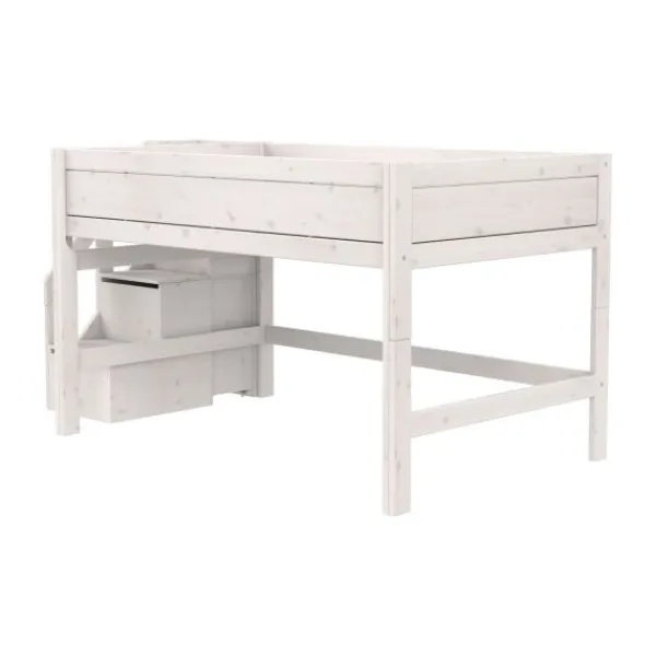 Life Time Halfhoogslaper Deluxe - White Wash - 120 cm - Met Trapkast Discount