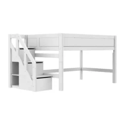 Life Time Halfhoogslaper Deluxe - White Wash - 120 cm - Met Trapkast Discount