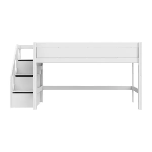 Life Time Halfhoogslaper Deluxe - White Wash - 120 cm - Met Trapkast Discount