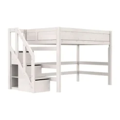 Life Time Hoogslaper Deluxe - White Wash - 152 cm - Met Trapkast Clearance