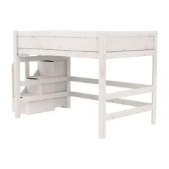 Life Time Hoogslaper Deluxe - White Wash - 152 cm - Met Trapkast Clearance
