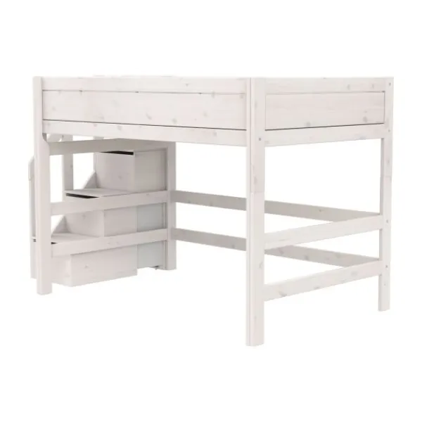 Life Time Hoogslaper Deluxe - White Wash - 152 cm - Met Trapkast Clearance