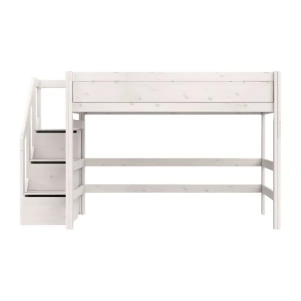 Life Time Hoogslaper Deluxe - White Wash - 152 cm - Met Trapkast Clearance