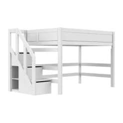 Life Time Hoogslaper Deluxe - White Wash - 152 cm - Met Trapkast Clearance
