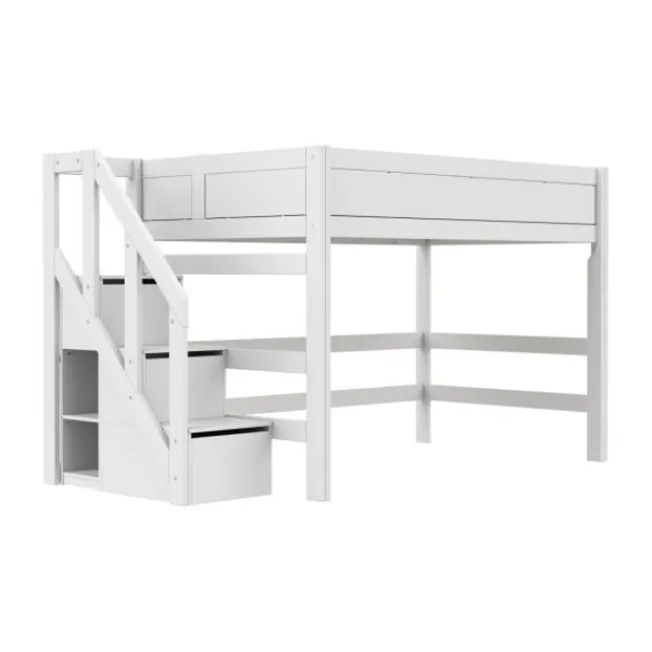 Life Time Hoogslaper Deluxe - White Wash - 152 cm - Met Trapkast Clearance