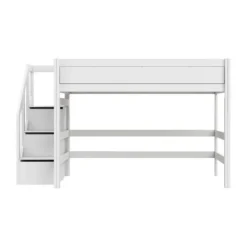 Life Time Hoogslaper Deluxe - White Wash - 152 cm - Met Trapkast Clearance