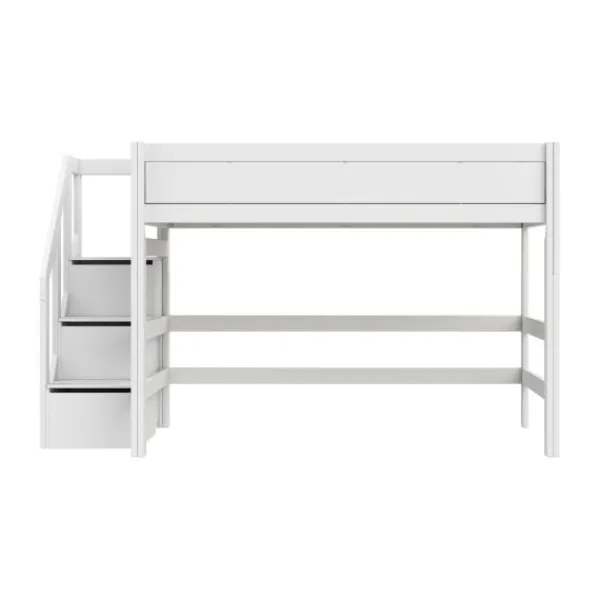 Life Time Hoogslaper Deluxe - White Wash - 152 cm - Met Trapkast Clearance