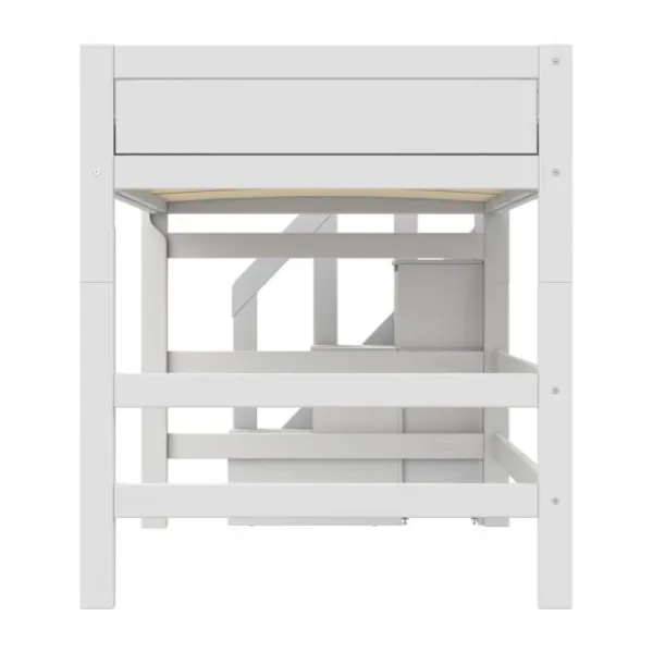 Life Time Hoogslaper Deluxe - White Wash - 152 cm - Met Trapkast Clearance