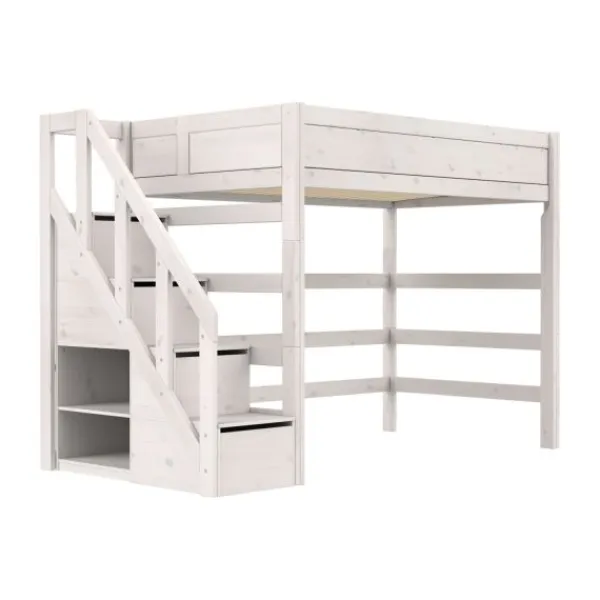 Life Time Hoogslaper Premium - White Wash - 177 cm - 120 cm - Met Trapkast Best