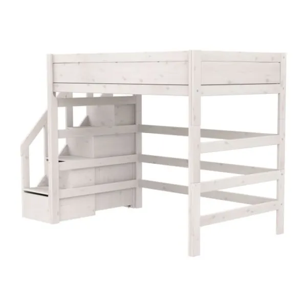 Life Time Hoogslaper Premium - White Wash - 177 cm - 120 cm - Met Trapkast Best