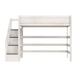 Life Time Hoogslaper Premium - White Wash - 177 cm - 120 cm - Met Trapkast Best