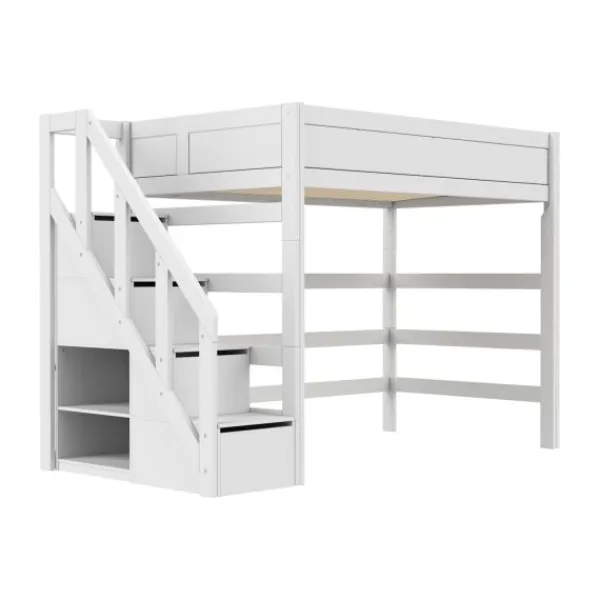 Life Time Hoogslaper Premium - White Wash - 177 cm - 120 cm - Met Trapkast Best