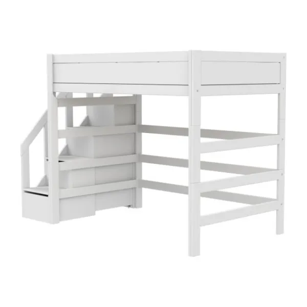 Life Time Hoogslaper Premium - White Wash - 177 cm - 120 cm - Met Trapkast Best