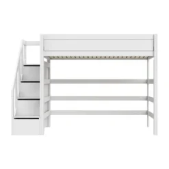 Life Time Hoogslaper Premium - White Wash - 177 cm - 120 cm - Met Trapkast Best