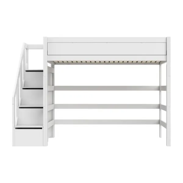 Life Time Hoogslaper Premium - White Wash - 177 cm - 120 cm - Met Trapkast Best