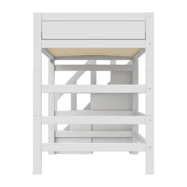 Life Time Hoogslaper Premium - White Wash - 177 cm - 120 cm - Met Trapkast Best