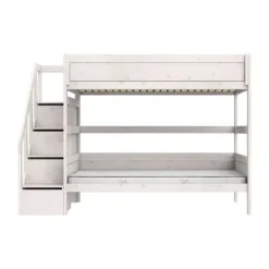 Life Time Stapelbed Deluxe - White Wash - 120 cm - Met Trapkast Wit Sale