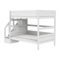 Life Time Stapelbed Deluxe - White Wash - 120 cm - Met Trapkast Wit Sale