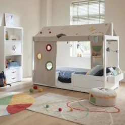 LIFETIME Kidsrooms LIFETIME Bed Met Dakframe - 4-in-1 Bed - Premium Wit Gelakt Online