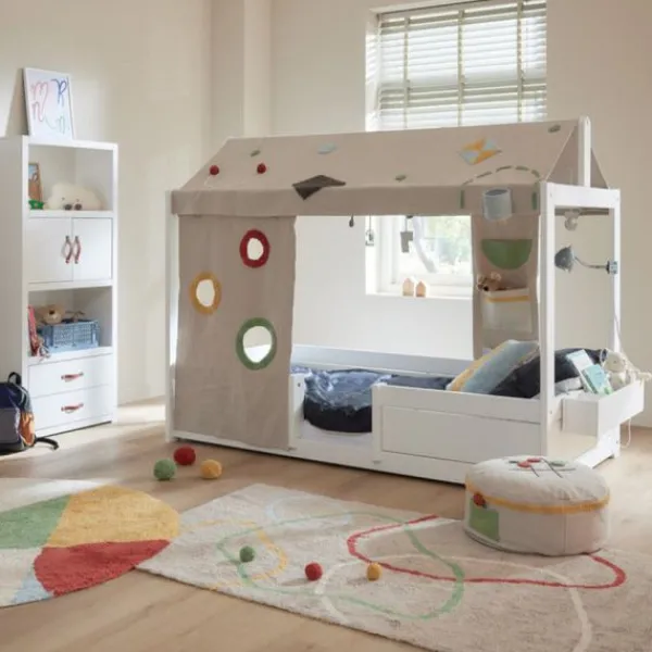 LIFETIME Kidsrooms LIFETIME Bed Met Dakframe - 4-in-1 Bed - Premium Wit Gelakt Online